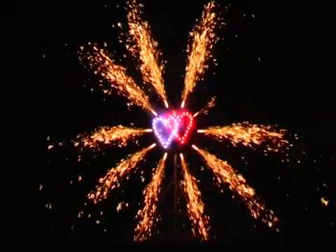 Pyrotechnic connected double heart